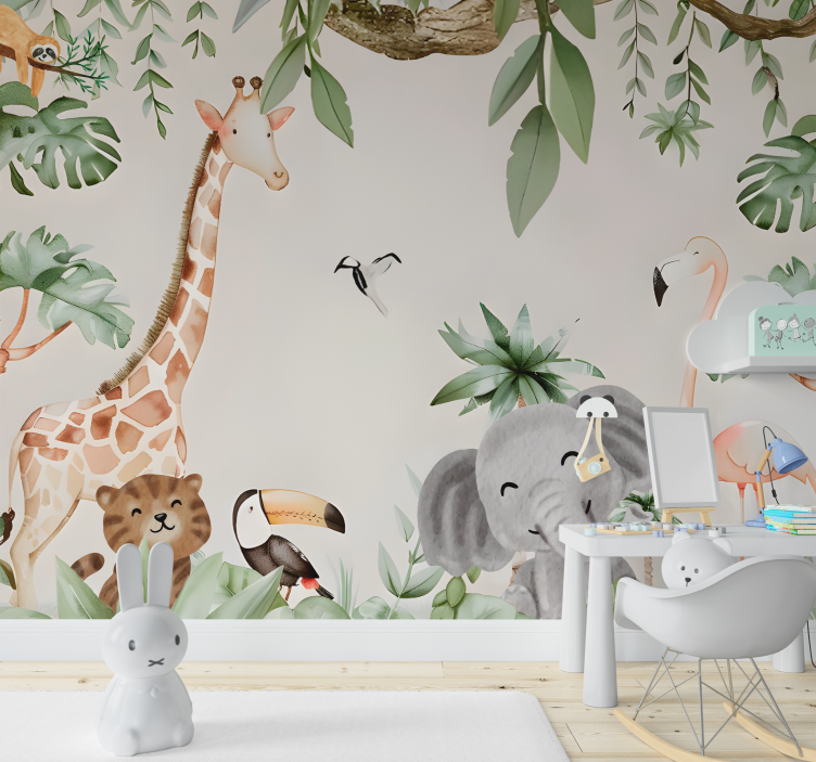 Children's savannah animal wall mural - TenStickers