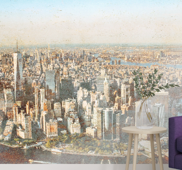 City wall mural aerial view of manhattan - TenStickers