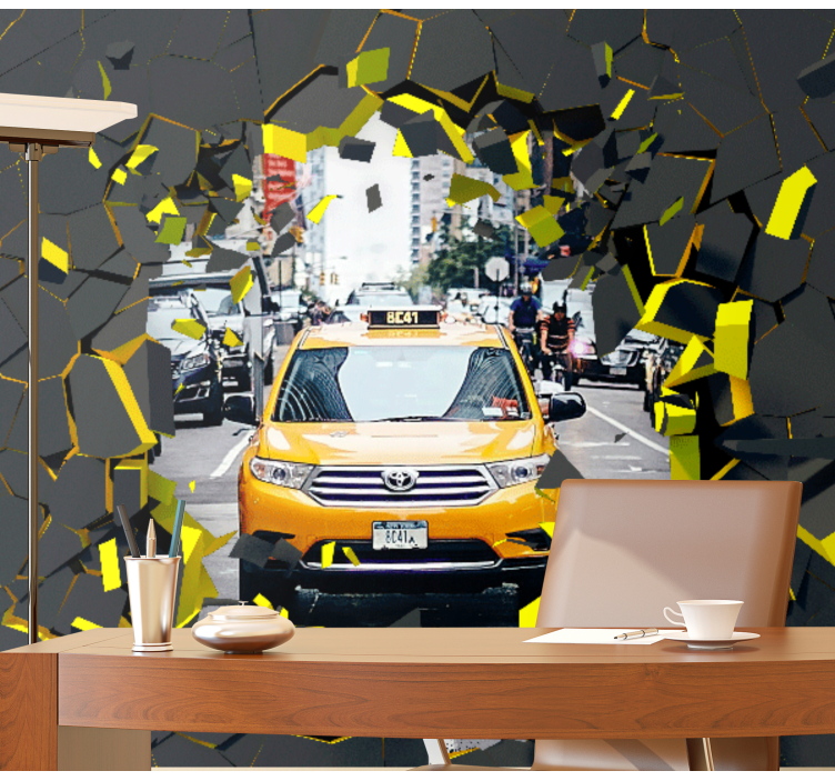 City wall mural new york yellow cab art - TenStickers