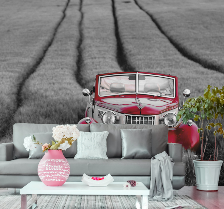 Classic Red Car vehicle wall mural - TenStickers