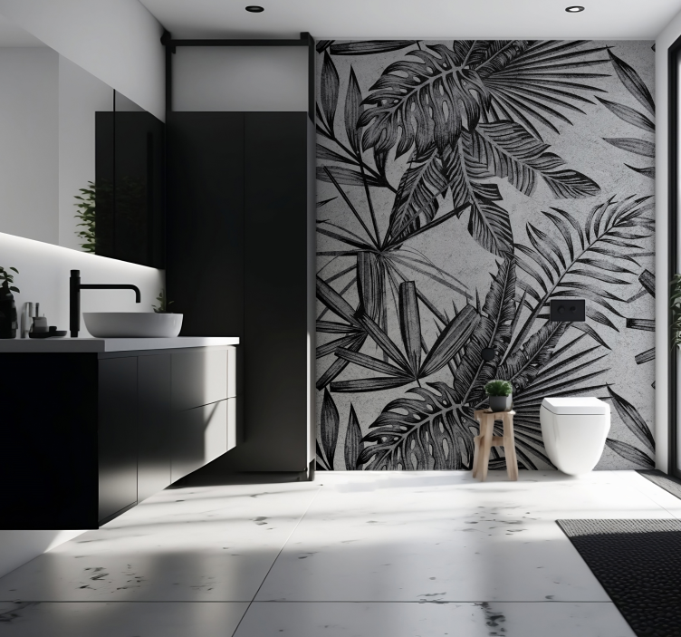 Concrete plants wall mural wallpaper - TenStickers