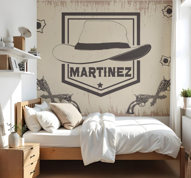 Teenager wall mural customizable cowboy design - TenStickers