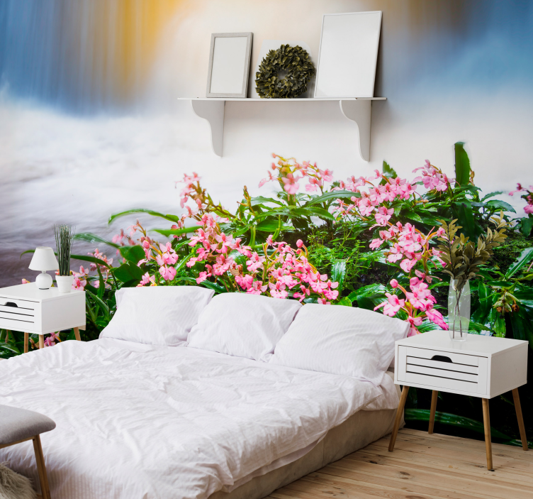 Delicate Pink Blooms flower wall mural - TenStickers