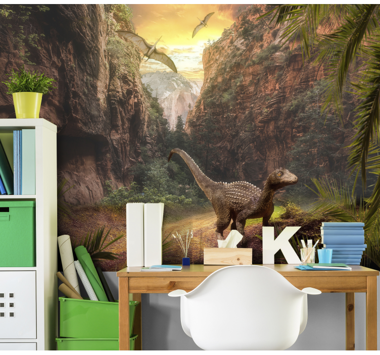 Dinosaur Canyon Escape childrens wall mural - TenStickers