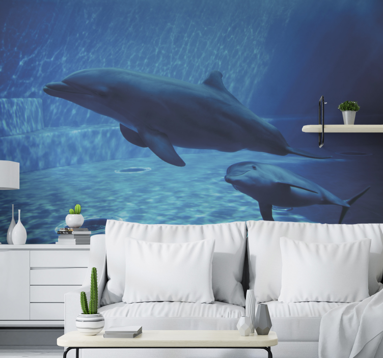 Dolphins Swimming Together animal wall mural - TenStickers