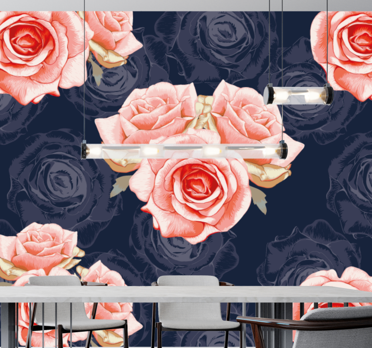 Elegant Pink Flowers rose wall mural - TenStickers