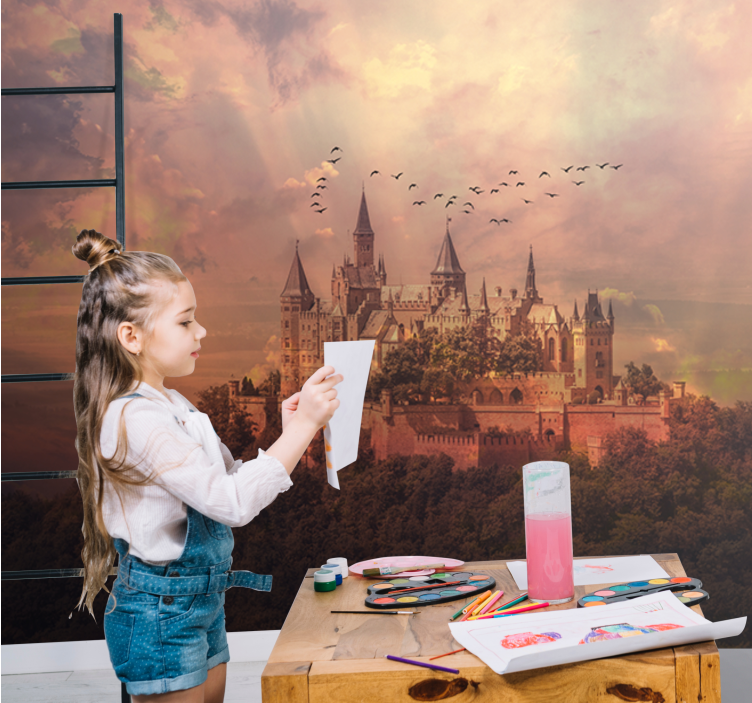 Fantasy wall mural majestic castle landscape - TenStickers
