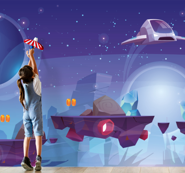 Fantasy wall mural space adventure illustration - TenStickers