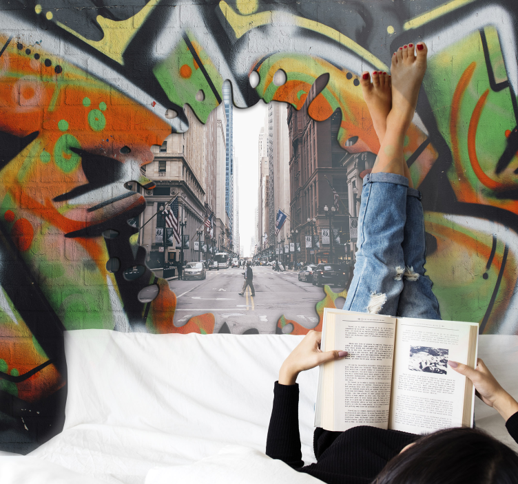 Graffiti background with photo wall mural - TenStickers