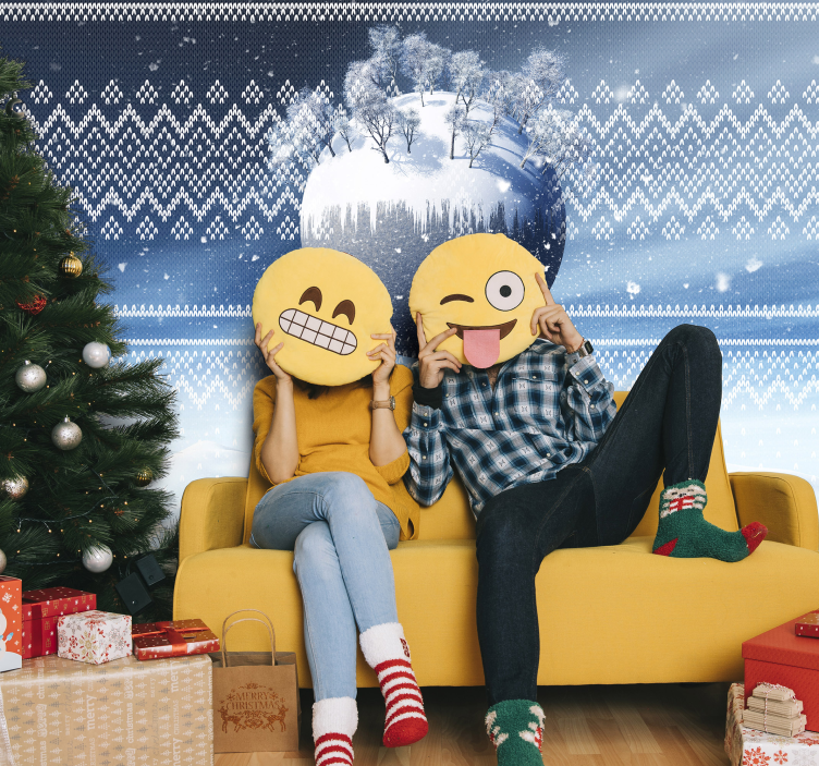Festive Emoji Fun christmas wall mural - TenStickers