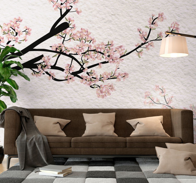 Fleur de Cerisier panorama wall mural - TenStickers