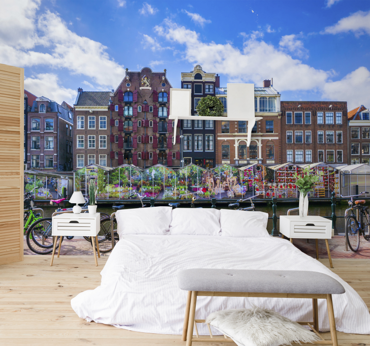 Amsterdams kanaal met huizen Amsterdam wall mural - TenStickers