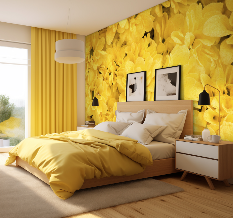 Flower Petals Yellow Wall Mural - TenStickers