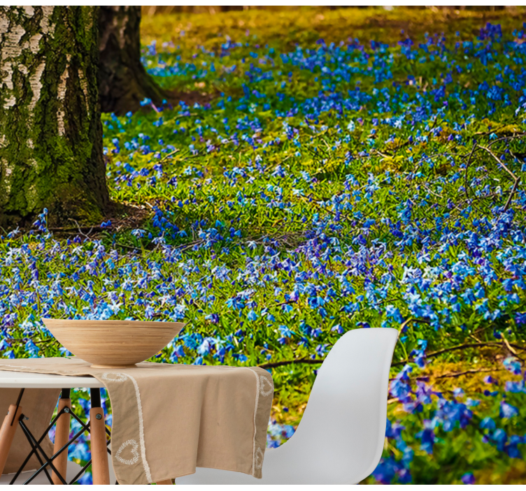 Flower wall mural bluebell meadow scene - TenStickers