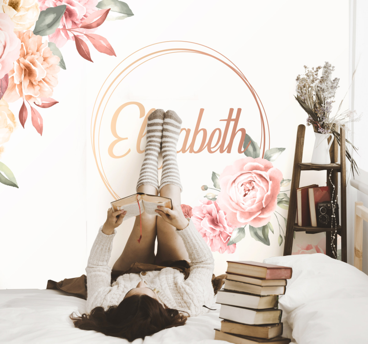 Flower wall mural custom botanical design - TenStickers