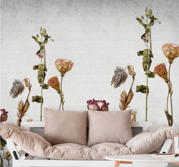 Flower wall mural dried flower arrangement - TenStickers