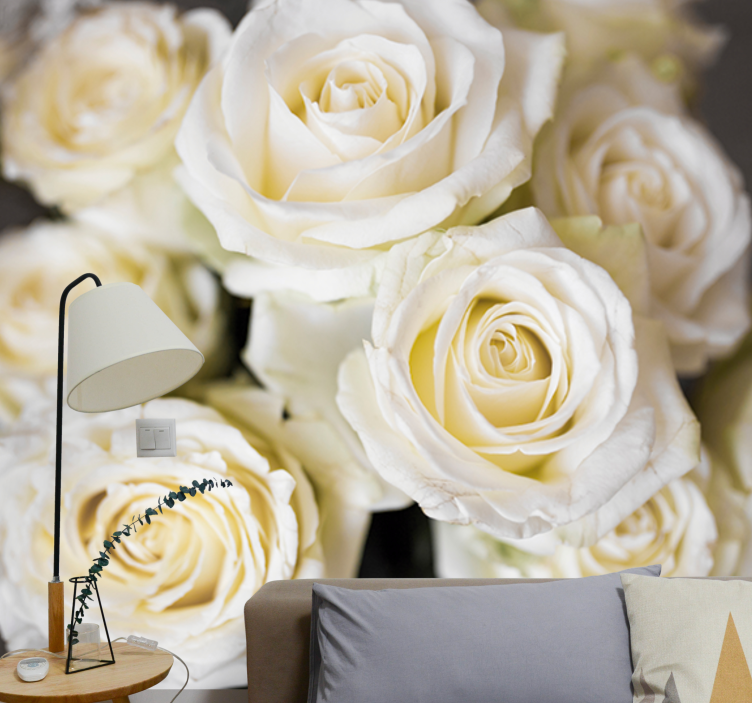 Flower wall mural elegant white roses - TenStickers
