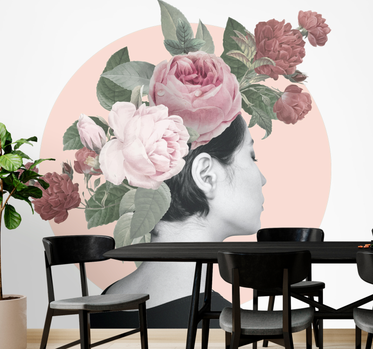 Flower wall mural floral hair decoration - TenStickers