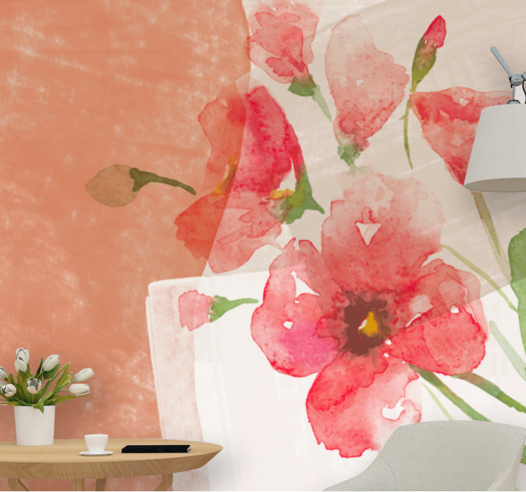 Flower wall mural floral watercolor artwork - TenStickers
