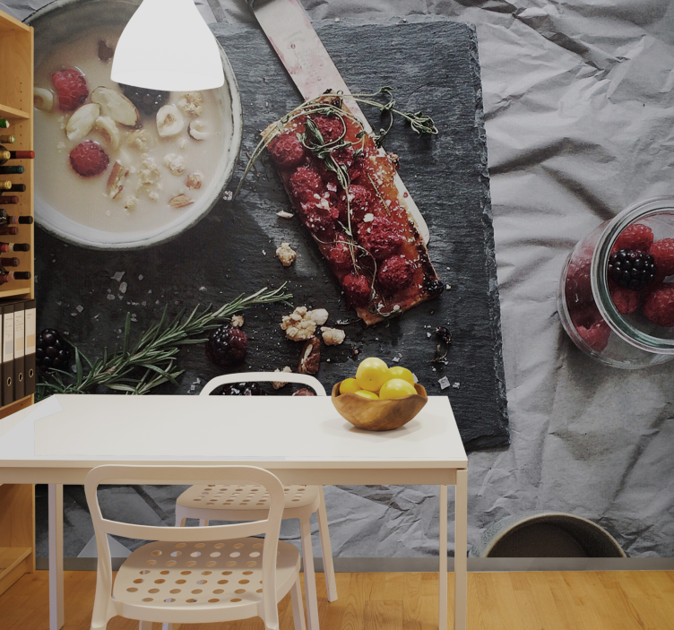 Flower wall mural fresh berry delight - TenStickers