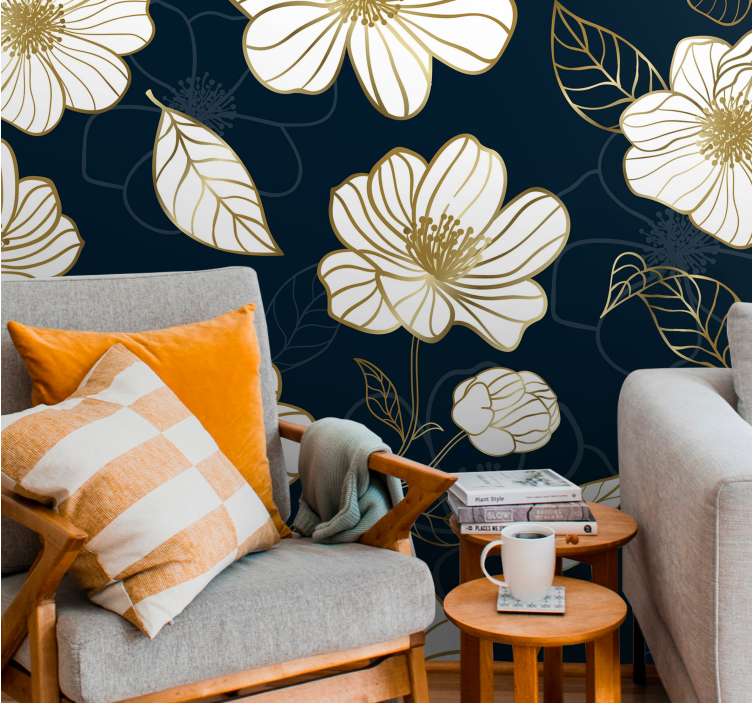 Flower wall mural graceful botanical design - TenStickers