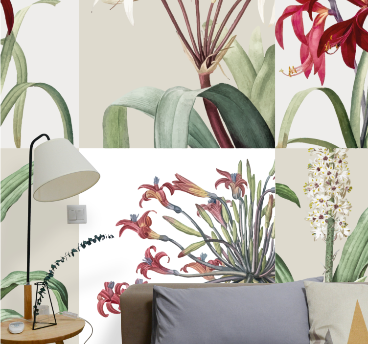 Flower wall mural ornamental floral design - TenStickers