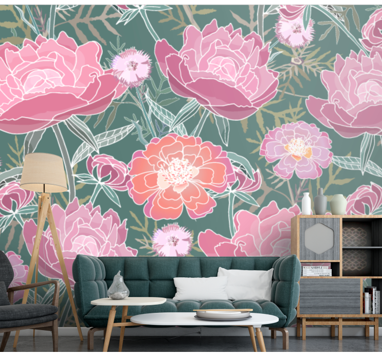 Flower wall mural peony floral arrangement - TenStickers