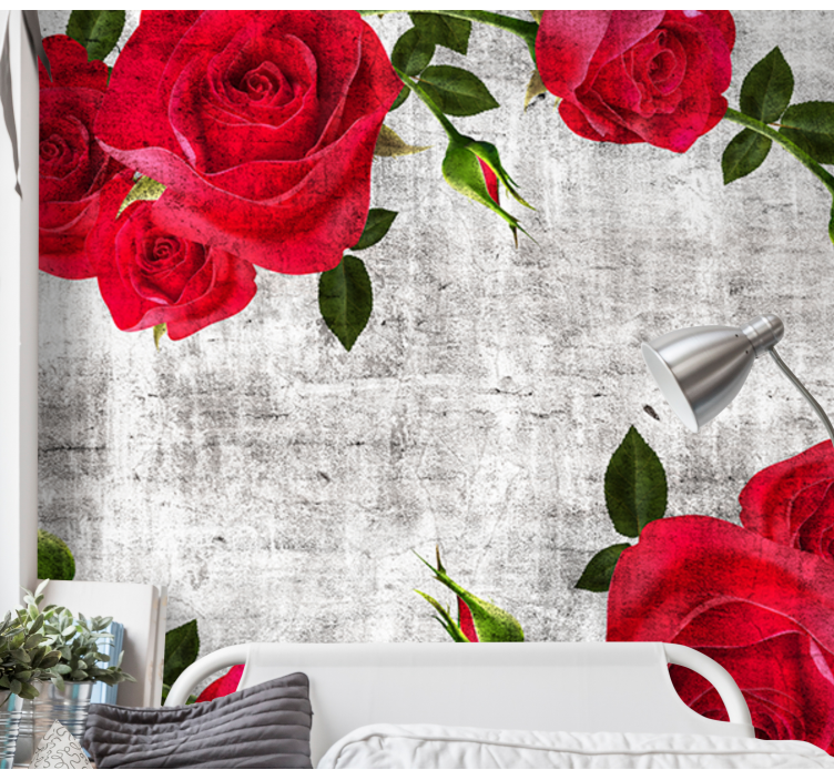 Flower wall mural red rose arrangement - TenStickers