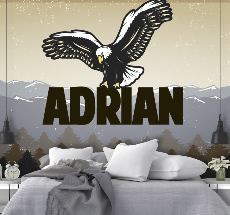 Flying eagle with name wall mural - TenStickers