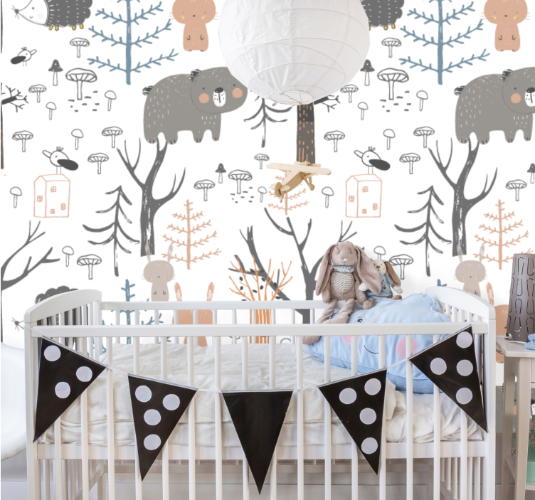 Forest animals theme nursery wall mural - TenStickers