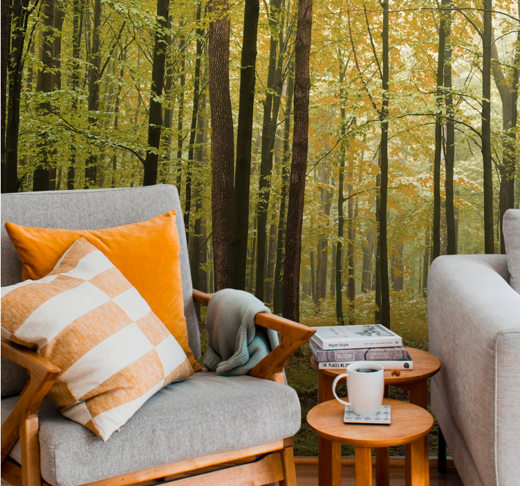 Forest wall mural autumn woodland landscape - TenStickers