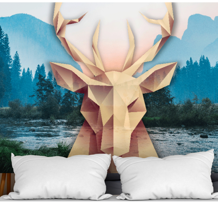 Geometric Stag Portrait animal wall mural - TenStickers