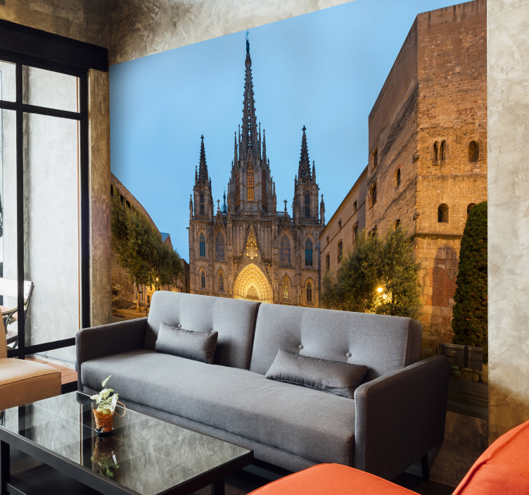 Gothic Cathedral Night barcelona wall mural - TenStickers