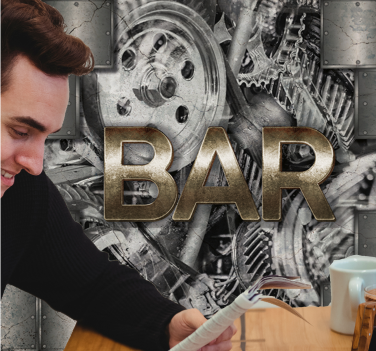 Graffiti wall mural industrial gear typography - TenStickers