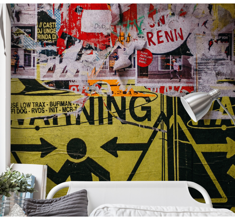 Graffiti wall mural urban caution signs - TenStickers