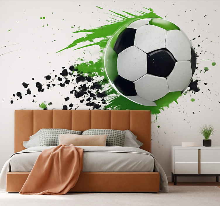 Green football ball teenager wall mural - TenStickers