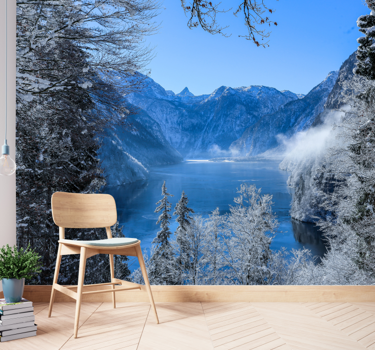Landscape wall mural icy alpine lake - TenStickers