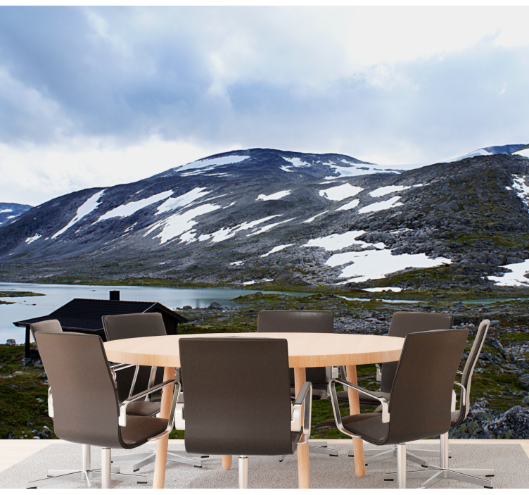 Landscape wall mural mountain lake retreat - TenStickers