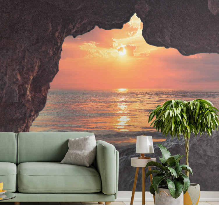 Landscape wall mural sea sunset view - TenStickers