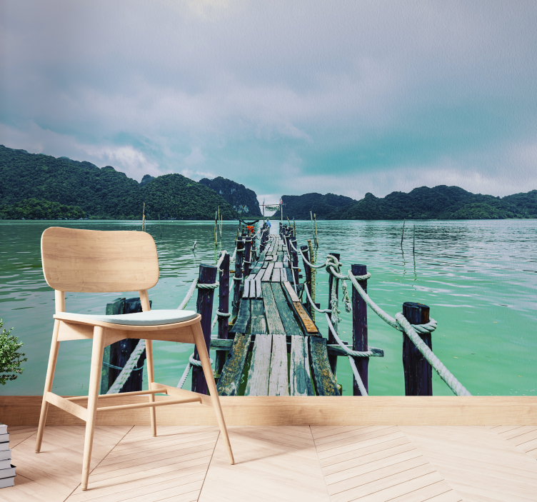 Landscape wall mural tranquil pier view - TenStickers