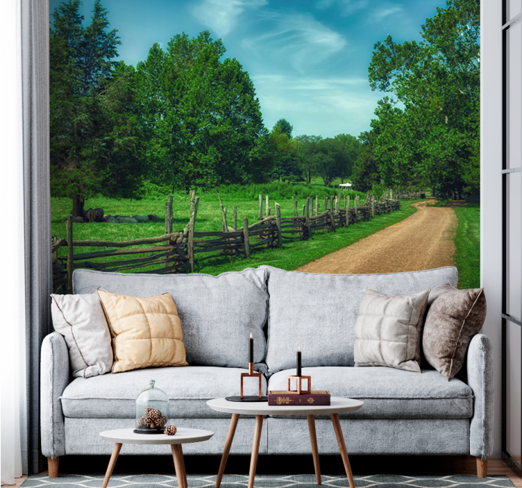 Landscape wall mural vibrant green pathway - TenStickers