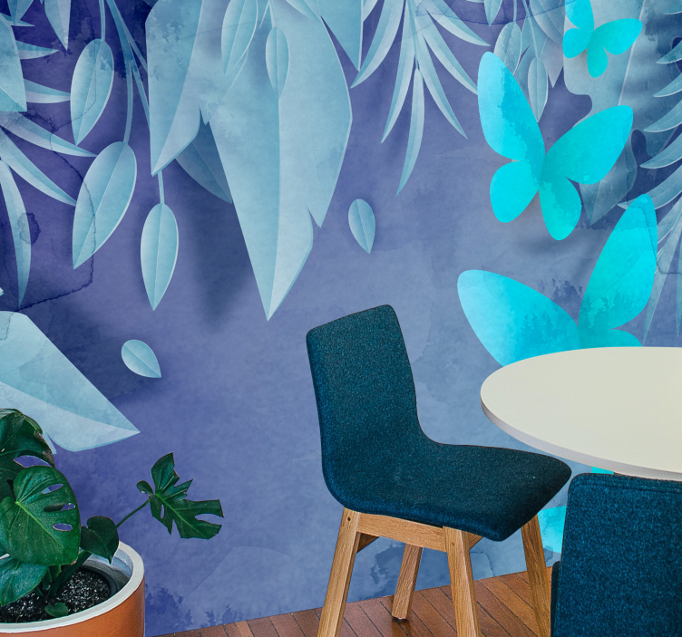 Leafy Butterflies Design nature wall mural - TenStickers