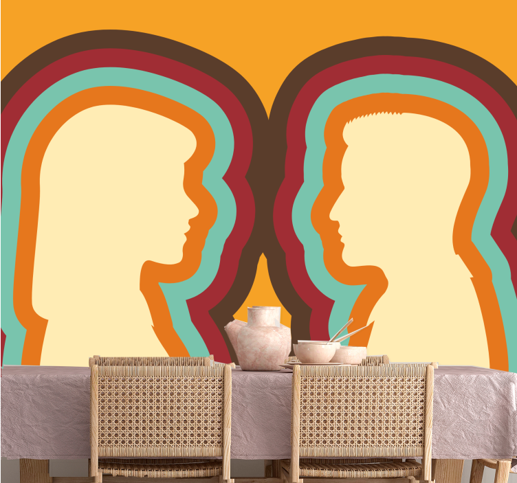 Love wall mural couple silhouettes - TenStickers