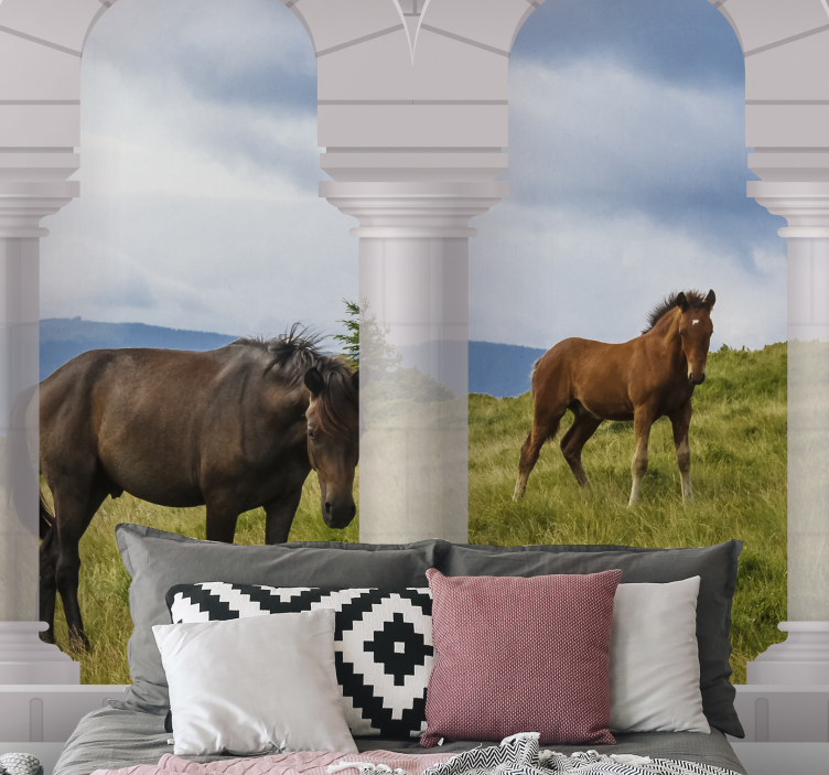 Majestic horses view animal wall mural - TenStickers