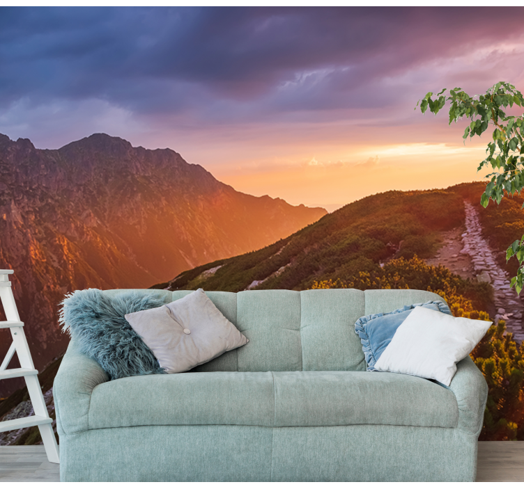 Majestic Mountain Dusk mountain wall mural - TenStickers