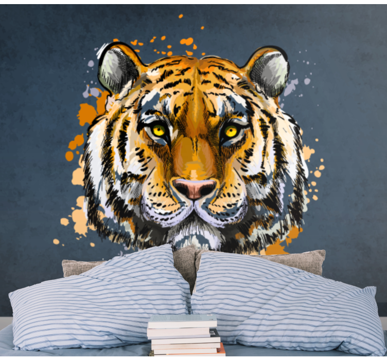 Majestic tiger portrait animal wall mural - TenStickers