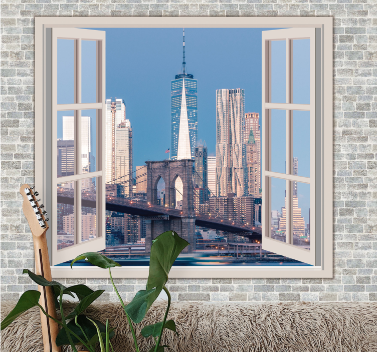 Manhattan's views clean sky new york wall mural - TenStickers