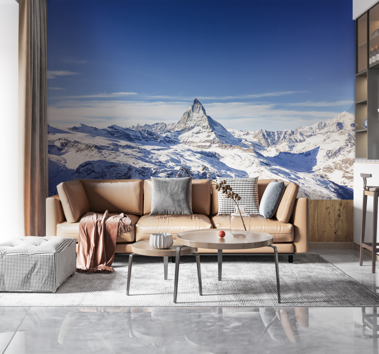 Matterhorn Mountain in winter Blue Wall Mural - TenStickers