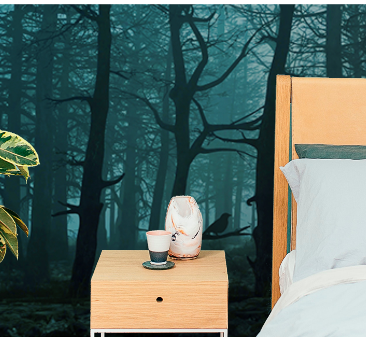 Misty Woodland Scenery forest wall mural - TenStickers
