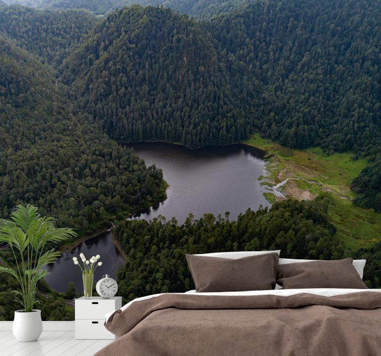 Mountain Lake Serenity landscape wall mural - TenStickers